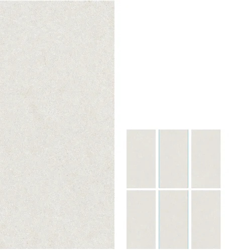 Lime Stone catalogue tile and six pale rectangular design faces