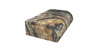 Stone edge sample with a straight front face