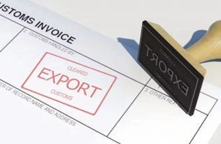 Customs invoice marked Cleared Export Customs beside an export stamp